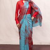 Blue Multicolour Chiffon Saree