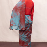 Blue Multicolour Chiffon Saree