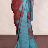 Blue Multicolour Chiffon Saree