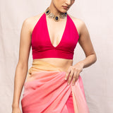 Pink Multicolour Chiffon Saree