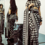 Duo Pattern Houndstooth Saree