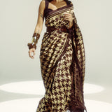 Open Border Espresso Houndstooth Saree