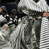 Open Border Black Nautical Stripe Saree