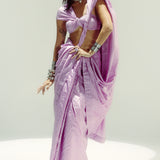 Lilac Pinstripe Saree