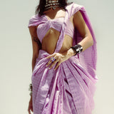 Lilac Pinstripe Saree