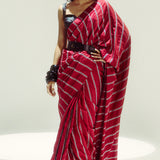 Gucci Red Pencil Stripe Saree