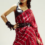 Gucci Red Pencil Stripe Saree