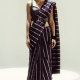Black Pencil Stripe Saree