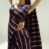 Black Pencil Stripe Saree