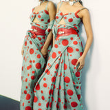 Teal Confetti Saree
