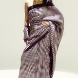 Plum Small Houndstooth Zari Saree