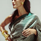 Emerald Small Houndstooth Zari Saree