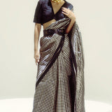 Black Small Houndstooth Zari Saree