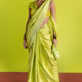 Lime Resham Houndstooth Saree