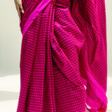 Pink Resham Houndstooth Saree