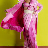 Pink Glen Plaid Saree