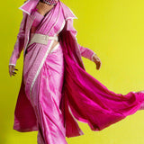 Pink Glen Plaid Saree