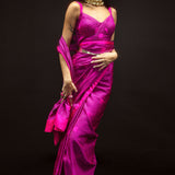 Pink Polka Glen Plaid Saree