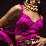 Pink Polka Glen Plaid Saree