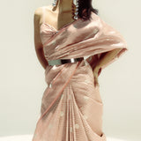 Old Rose Polka Glen Plaid Saree