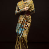 Ochre Big Check Saree