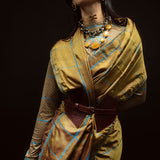 Ochre Big Check Saree