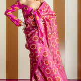 Retro Florals Pink Saree