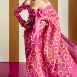 Retro Florals Pink Saree
