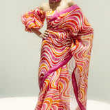 Groovy Waves Pink Saree