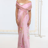 Handwoven Candy Pink Printed Saree