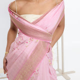Handwoven Candy Pink Printed Saree