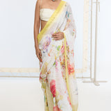 Handwoven Vanilla Cream Printed Saree