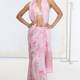 Handwoven Blush Pink Printed Saree