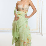 Handwoven Sage Green Printed Saree