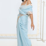 Handwoven Icy Blue Saree