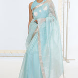 Handwoven Powder Blue Saree