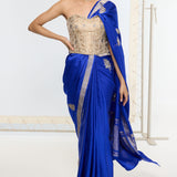 Handwoven Prussian Blue Saree