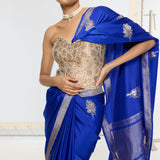 Handwoven Prussian Blue Saree