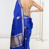 Handwoven Prussian Blue Saree