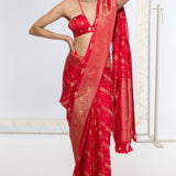 Handwoven Crimson Red Saree