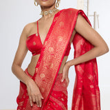 Handwoven Crimson Red Saree