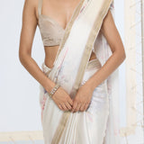 Handwoven Powder White Printed Saree
