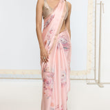 Handwoven Rose Quartz Printed Saree
