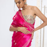 Handwoven Hot Pink Banarasi Saree