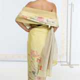 Handwoven Pastel Yellow Printed Saree