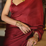 Handwoven Burgundy Rouge Silk Saree