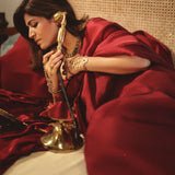 Handwoven Burgundy Rouge Silk Saree