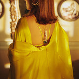Handwoven Citrine Yellow Silk Saree