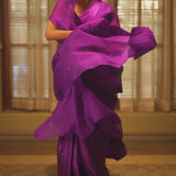 Handwoven Electric Purple Satin Saree