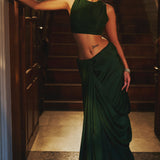 Handwoven Hunter Green Silk Saree